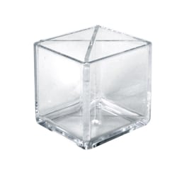 Azar Displays Cube Pencil Holders With Divider, 4"H x 4"W x 4"D, Clear, Pack Of 2 Holders