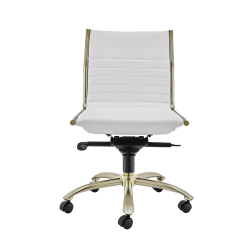 Eurostyle Dirk Armless Faux Leather Low-Back Commercial Office Chair, Matte Gold/White