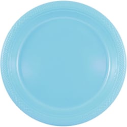 JAM PAPER Round Plastic Party Plates, Medium, 9 inch, Sea Blue, 20/Pack