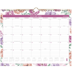 2024 AT-A-GLANCE® BADGE City of Hope Monthly Wall Calendar, 15" x 12", Floral, January to December 2024, 1675F-707