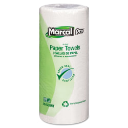 Marcal® Perforated Kitchen Towels, White, 2-Ply, 9 x 11, 85 Sheets/Roll, 30 Rolls/Carton