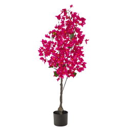 Nearly Natural Bougainvillea 48"H Artificial Tree With Planter, 48"H x 19"W x 9"D, Pink/Black