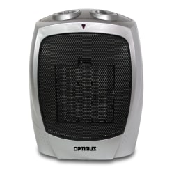 Optimus 1500-Watt Portable Ceramic Heater With Thermostat, 8"H x 6-1/4"W, Silver