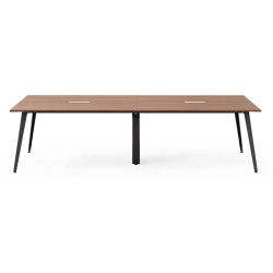 Branch Furniture Rectangle Conference Table, 30"H x 142"W x 48"D, Walnut Top/Charcoal Base