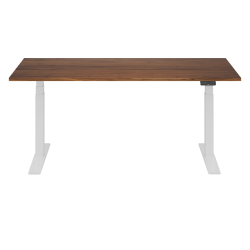 FlexiSpot E7 Commercial 72"W Electric Adjustable Height Standing Desk, Black Walnut Top/White Base