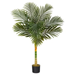Nearly Natural Golden Cane Palm 48"H Artificial Plant With Planter, 48"H x 14"W x 14"D, Green/Black