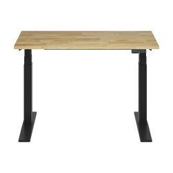 FlexiSpot E7 Commercial 48"W Electric Adjustable Height Standing Desk, Rubber Wood Top/Black Base