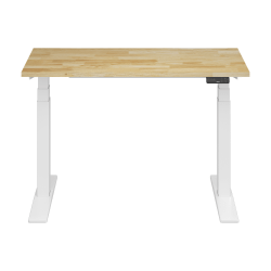FlexiSpot E7 Commercial 48"W Electric Adjustable Height Standing Desk, Rubber Wood Top/White Base