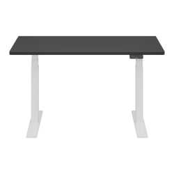FlexiSpot E7 Commercial 55"W Electric Adjustable Height Standing Desk, Black Chipboard Top/White Base