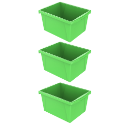 Storex Classroom Storage Bins, 4 Gallon, 7-15/16"H x 11-5/16"W x 13-5/8"D, Green, Pack Of 3 Bins