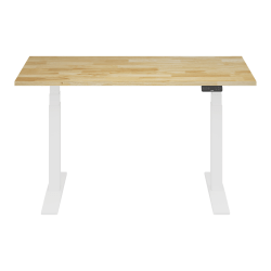 FlexiSpot E7 Commercial 55"W Electric Adjustable Height Standing Desk, Rubber Wood Top/White Base