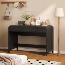 Bestier 46"W Writing Computer Desk With 2 Storage Sliding Drawers, Black