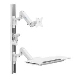 Mount-It! MedHub Wall-Mounted Flexible Workstation With WallTrack For Monitors Up To 43", 33-13/16"H x 25-7/16"W x 5-5/16"D, White/Gray