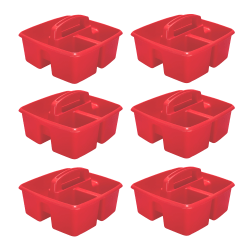 Storex Small Caddies, 5-1/4"H x 9-1/4"W x 9-1/4"D, Red, Pack Of 6 Caddies
