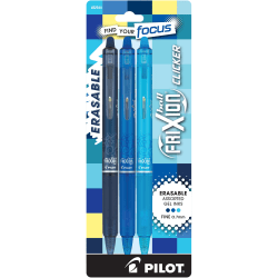 Pilot FriXion Clicker Vibe Retractable Erasable Gel Ink Pens, Fine Point, 0.7mm, Assorted Barrels, Assorted Ink, Pack of 3 Pens, 22544