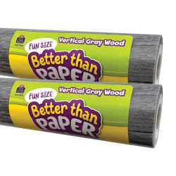 Teacher Created Resources Fun-Size Better Than Paper Bulletin Board Rolls, 18" x 12', Vertical Gray Wood, Pack Of 2 Rolls