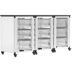 Luxor Modular Classroom Storage Cabinets, 9 Large Bins, 29"H x 18-1/4"W x 18-1/4"D, White, Pack Of 3 Side-By-Side Modules