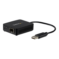 StarTech.com USB to Fiber Optic Converter - Open SFP - USB 2.0 100Mbps Ethernet Network Adapter - Windows & Linux - SFP Adapter - Connect to a 100Mbps Ethernet network through your laptop's USB-A port using the 100Mbps SFP of your choice