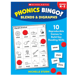 Scholastic Teaching Solutions Phonics Bingo Activity Book, Blends & Digraphs, Kindergarten to Grade 2