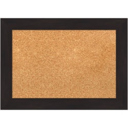 Amanti Art Rectangular Non-Magnetic Cork Bulletin Board, Natural, 22" x 16", Furniture Espresso Narrow Plastic Frame