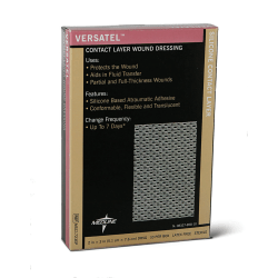 Medline Versatel Contact Layer Dressings, 2" x 3", Translucent, 10 Dressings Per Box, Case Of 5 Boxes