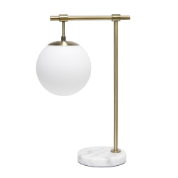 Lalia Home Studio Loft Globe Table Lamp, 21"H, White/Antique Brass/Marble