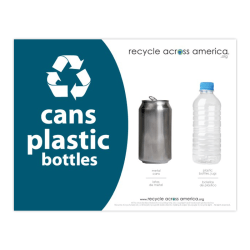 Recycle Across America Cans And Plastics Standardized Recycling Labels, CP-8511, 8 1/2" x 11", Dark Teal