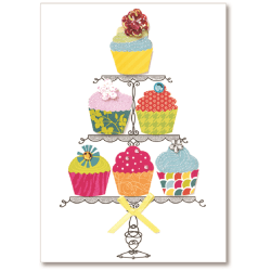 Viabella Birthday Greeting Card With Envelope, Six Cupcakes, 5" x 7"