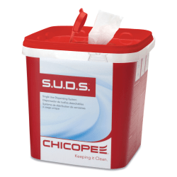 Chicopee® S.U.D.S Bucket with Lid, 7.5 x 7.5 x 8, Red/White, 6/Carton