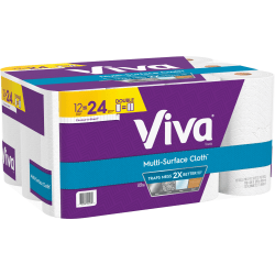 Viva Multi-Surface 2-Ply Cloth Towel Rolls, 11" x 5-15/16", White, 110 Sheets Per Roll, Pack Of 12 Rolls