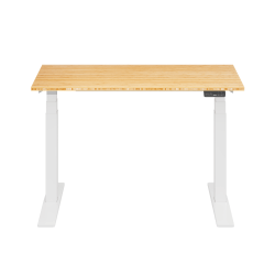 FlexiSpot E7 Commercial 48"W Electric Adjustable Height Standing Desk, Bamboo Top/White Base