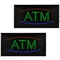 Alpine LED Rectangular Signs, 10" x 19" x 1", ATM, 12W, Pack Of 2 Signs