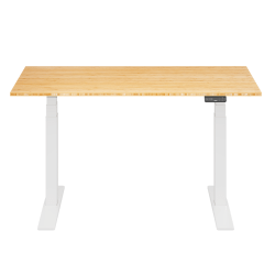 FlexiSpot E7 Commercial 55"W Electric Adjustable Height Standing Desk, Bamboo Top/White Base