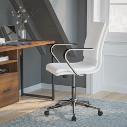 Flash Furniture James Faux Leather Mid-Back Designer Executive Upholstered Office Chair, White/Chrome