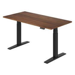 FlexiSpot E7 Commercial 60"W Electric Adjustable Height Standing Desk, Black Walnut Top/Black Base