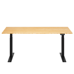 FlexiSpot E7 Commercial 72"W Electric Adjustable Height Standing Desk, Bamboo Top/Black Base