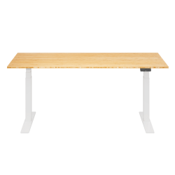 FlexiSpot E7 Commercial 72"W Electric Adjustable Height Standing Desk, Bamboo Top/White Base