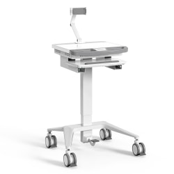 Mount-It! MedHub Mobile Medical Cart Workstation With Tablet Mount, 58-15/16"H x 25-5/8"W x 21-3/4"D, White/Gray