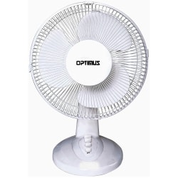 Optimus Oscillating Table Fan, 13" x 12", White