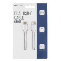 Vivitar Dual USB-C Charging Cable, 6', White, NIL3006-WHT-STK-24
