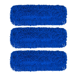 Gritt Commercial Microfiber Looped Dust Mop Pad Head, 24", Blue, Pack Of 3 Pad Heads