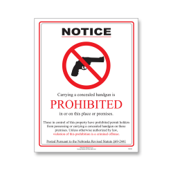 ComplyRight™ State Weapons Law Poster, English, Nebraska, 8-1/2" x 11"
