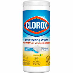 Clorox Disinfecting Cleaning Wipes - Ready-To-Use - Crisp Lemon Scent - Anti-bacterial, Textured, Bleach-free - Yellow - 35/Tub - 420 / Bundle