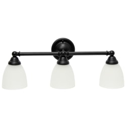 Lalia Home Essentix Traditional 3-Light Vanity, 7"W, Translucent White/Black