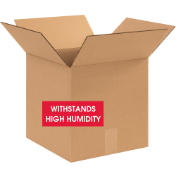 Partners Brand V3c Weather-Resistant Corrugated Boxes, 12" x 12" x 12", Kraft, Pack Of 20 Boxes