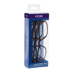 ICU Eyewear Rectangular Reading Glasses Set, Plastic, +3.00, Pack Of 3