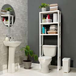 Inval America 19"W 3-Shelf Resin Bathroom Over-the-Toilet Shelving Unit, White