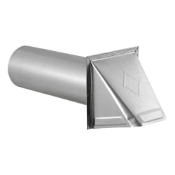 Lambro 26-Gauge Galvanized Steel Wall Exhaust Hood Dryer Vent with Damper and 11-in. Pipe, Silver, 34400G