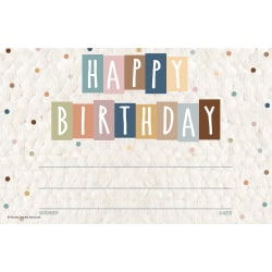 Teacher Created Resources Everyone Is Welcome Happy Birthday Awards, 8-1/2" x 5-1/2", Pack Of 25 Awards