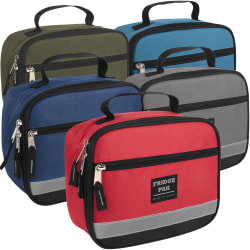 Fridge Pak Lunch Boxes With Clips, 7-1/4"H x 9"W x 4"D, Gray/Red/Navy/Green/Blue, Pack Of 24 Lunch Boxes